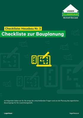 Lagerhaus - Checkliste Nr. 3 - Hausbau - Bauplanung