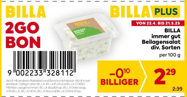 BILLA immer gut Beilagensalat div. Sorten