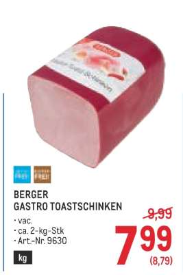 BERGER GASTRO TOASTSCHINKEN