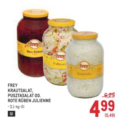 FREY KRAUTSALAT, PUSZTASALAT OD. ROTE RÜBEN JULIENNE