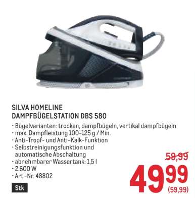 SILVA HOMELINE DAMPFBÜGELSTATION DBS 580