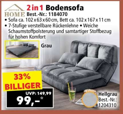 2 in 1 Bodensofa