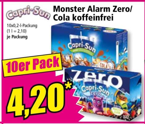 Capri-Sun Monster Alarm Zero/Cola koffeinfrei