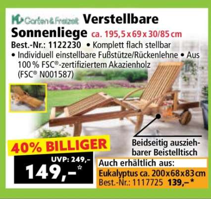 Verstellbare Sonnenliege
