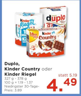 Duplo, Kinder Country oder Kinder Riegel