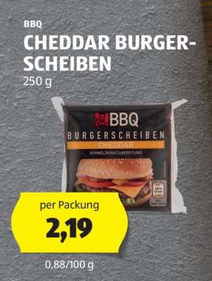 BBQ CHEDDAR BURGER-SCHEIBEN