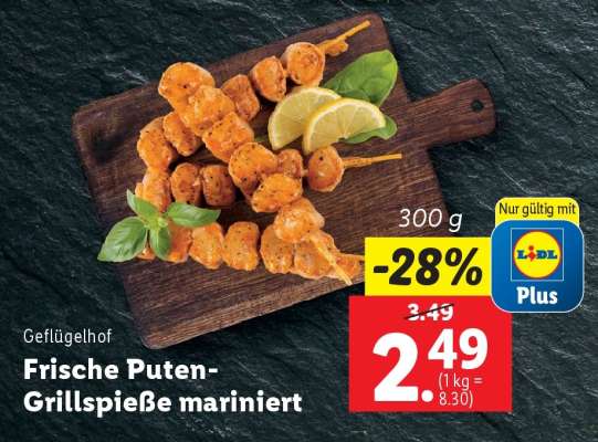 Frische Puten-Grillspieße mariniert