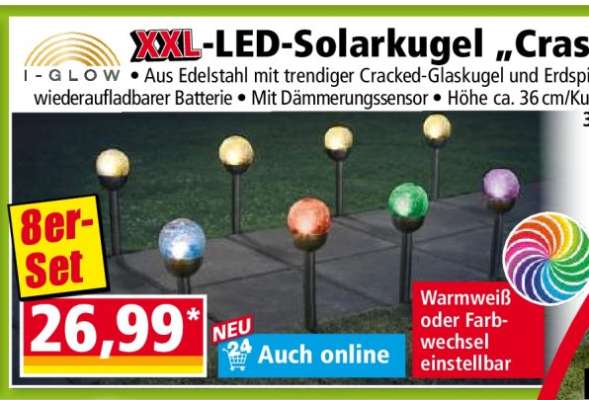 XXL-LED-Solarkugel „Crash“