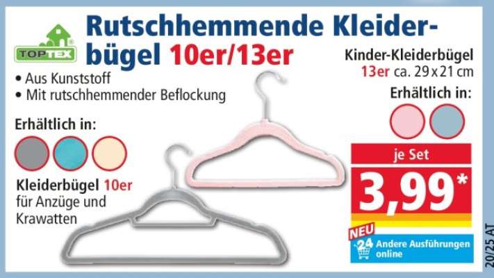 Rutschhemmende Kleiderbügel 10er/13er