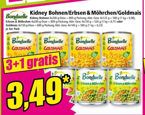 Kidney Bohnen/Erbsen & Möhrchen/Goldmais