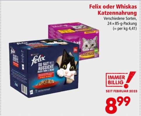 Felix oder Whiskas Katzennahrung