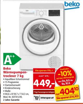 Beko Wärmepumpentrockner 7 kg