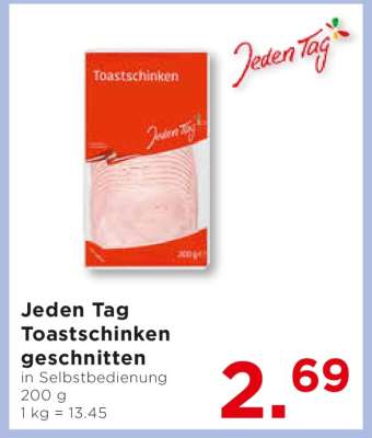 Jeden Tag Toastschinken geschnitten