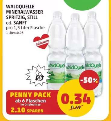 WALDQUELLE MINERALWASSER SPRITZIG, STILL od. SANFT