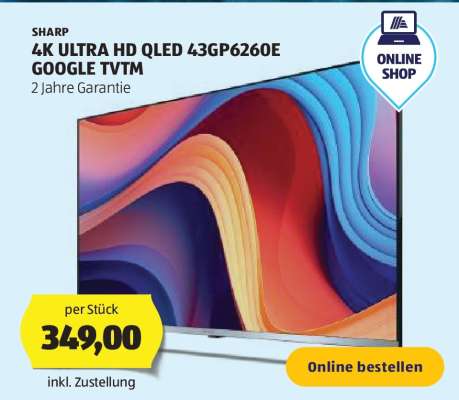 SHARP 4K ULTRA HD QLED 43GP6260E GOOGLE TVTM