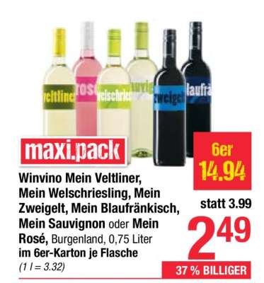 Winvino Mein Veltliner, Mein Welschriesling, Mein Zweigelt, Mein Blaufränkisch, Mein Sauvignon oder Mein Rosé