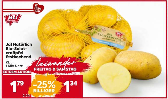 Ja! Natürlich Bio-Salat-erdäpfel festkochend