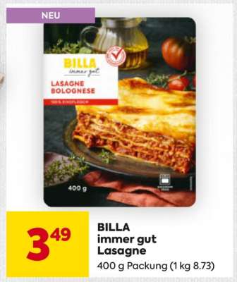 BILLA immer gut Lasagne