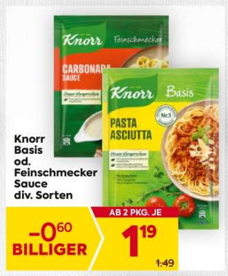 Knorr Basis od. Feinschmecker-Sauce div. Sorten