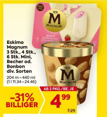 Eskimo Magnum 3 Stk., 4 Stk., 6 Stk. Mini, Becher od. Bonbon div. Sorten