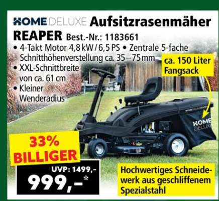 HOME DELUXE Aufsitzrasenmäher REAPER