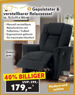 Gepolsteter & verstellbarer Relaxsessel