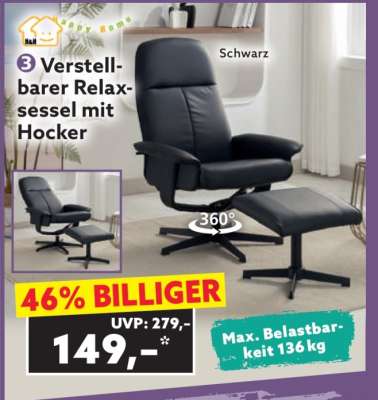 Verstellbarer Relaxsessel mit Hocker
