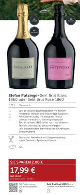 Stefan Potzinger Sekt Brut Blanc 1860 oder Sekt Brut Rosé 1860