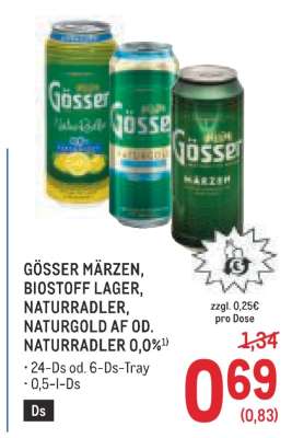 Gösser Märzen, Biostoff Lager, Naturradler, Naturgold AF od. Naturradler 0,0%