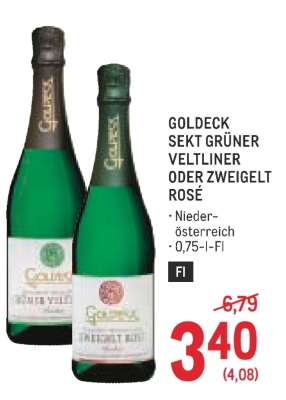 GOLDECK SEKT GRÜNER VELTLINER ODER ZWEIGELT ROSÉ