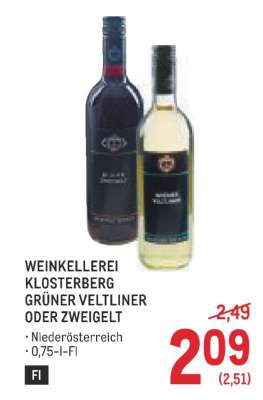 WEINKELLEREI KLOSTERBERG GRÜNER VELTLINER ODER ZWEIGELT