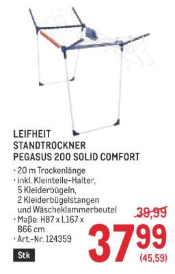 LEIFHEIT STANDTROCKNER PEGASUS 200 SOLID COMFORT