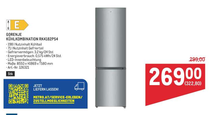 GORENJE KÜHLKOMBINATION RK4182PS4