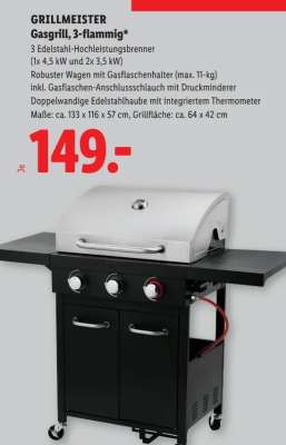 GRILLMEISTER Gasgrill, 3-flammig