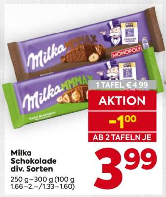 Milka Schokolade div. Sorten