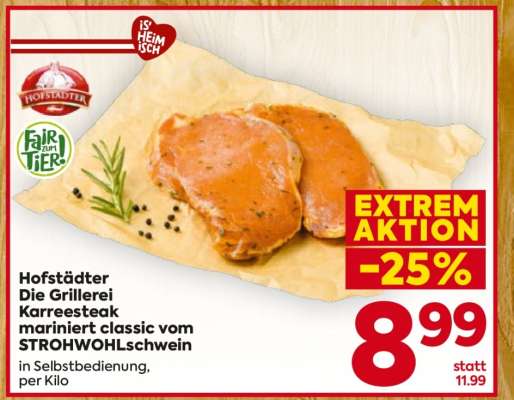 Hofstädter Die Grillerei Karreesteak mariniert classic vom STROHWOHLschwein