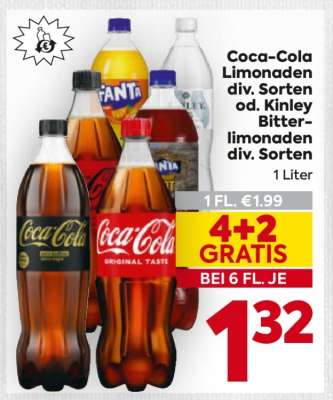 Coca-Cola Limonaden div. Sorten od. Kinley Bitterlimonaden div. Sorten