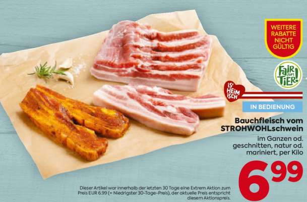 Bauchfleisch vom Strohwohlschwein