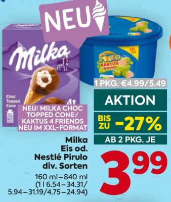 Milka Eis od. Nestlé Pirulo div. Sorten