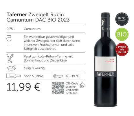 Tafner Zweigelt Rubin Carnuntum DAC BIO 2023