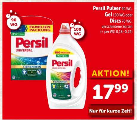 Persil Pulver, Gel oder Discs