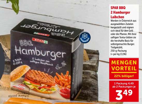 SPAR BBQ 2 Hamburger Laibchen