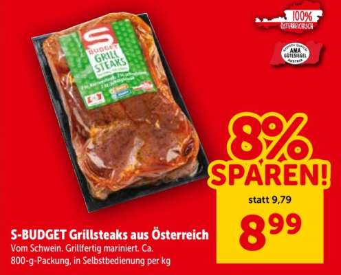 S-BUDGET Grillsteaks aus Österreich