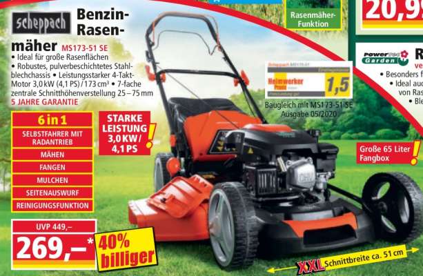 Scheppach Benzin-Rasenmäher MS173-51 SE