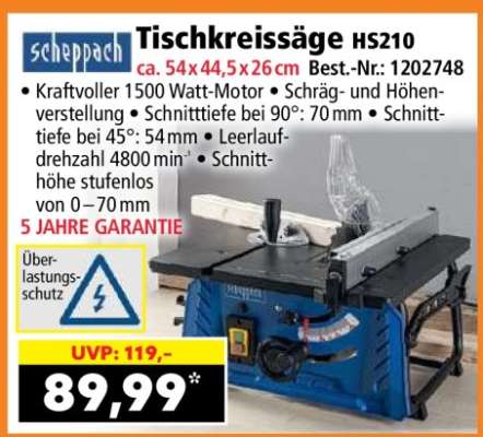 Scheppach Tischkreissäge HS210