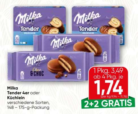 Milka Tender 4er oder Küchlein